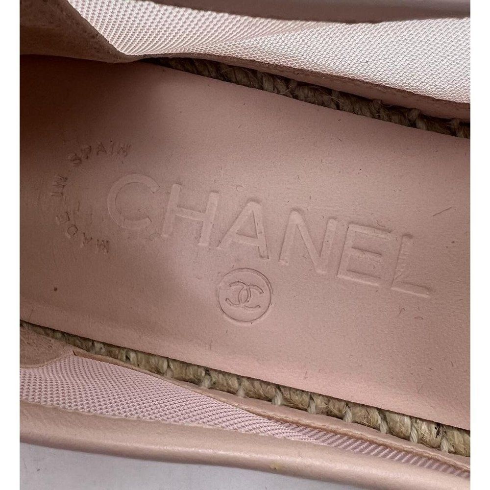 CHANEL Grosgrain Light Pink Mesh CC Logo Pink Cap Toe Flat Espadrilles Size EU37 - Picture 10 of 13